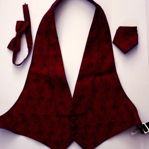 Mel Howard Vest, Pocket Square & Bowtie - Paisley